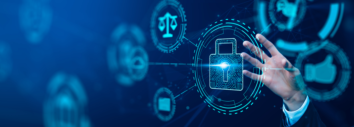 Cybersecurity; afneelding van hand en veiligheid icoontjes